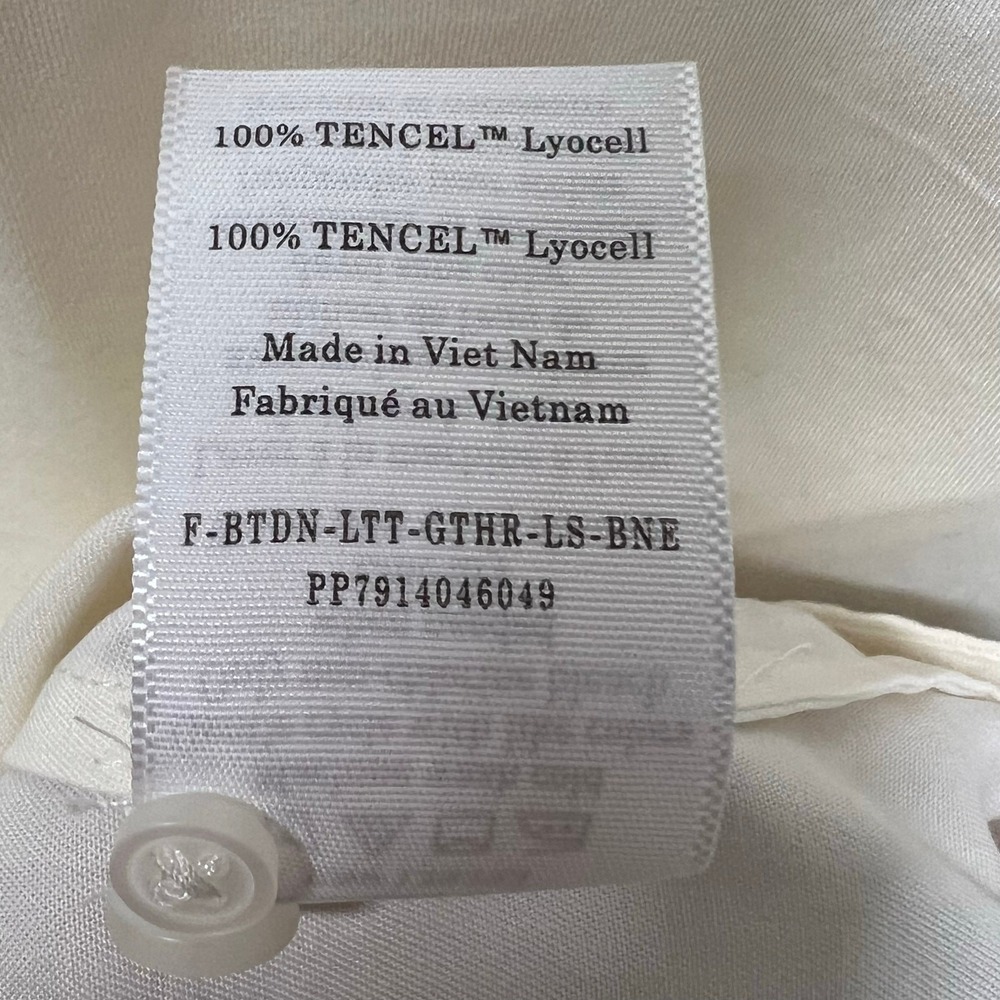 Everlane Gathered Blouse Bone White 100% Tencel Relaxed Minimalist Top Womens XL - Picture 14 of 14
